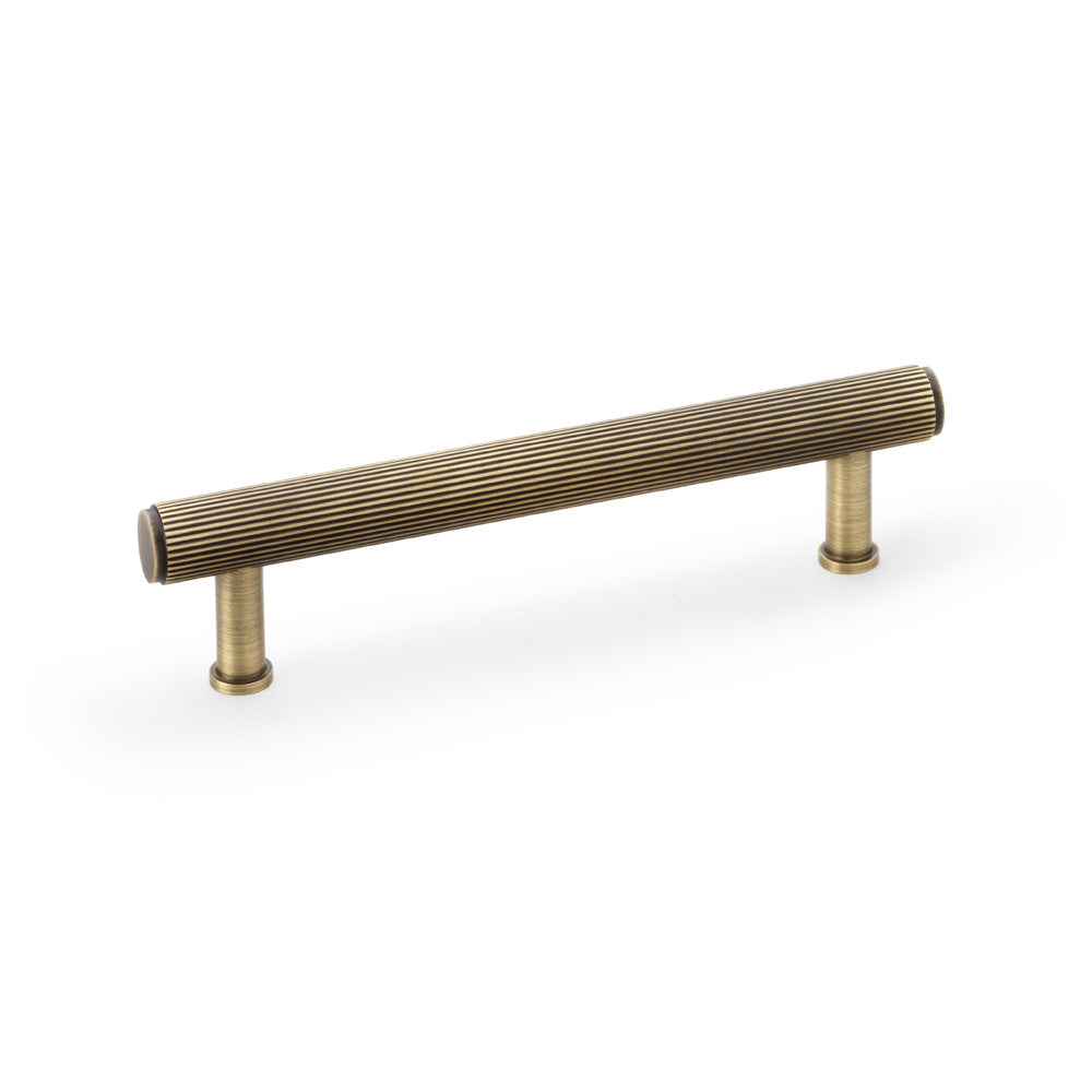 Crispin Reeded T-Bar Pull Handle — Antique Brass