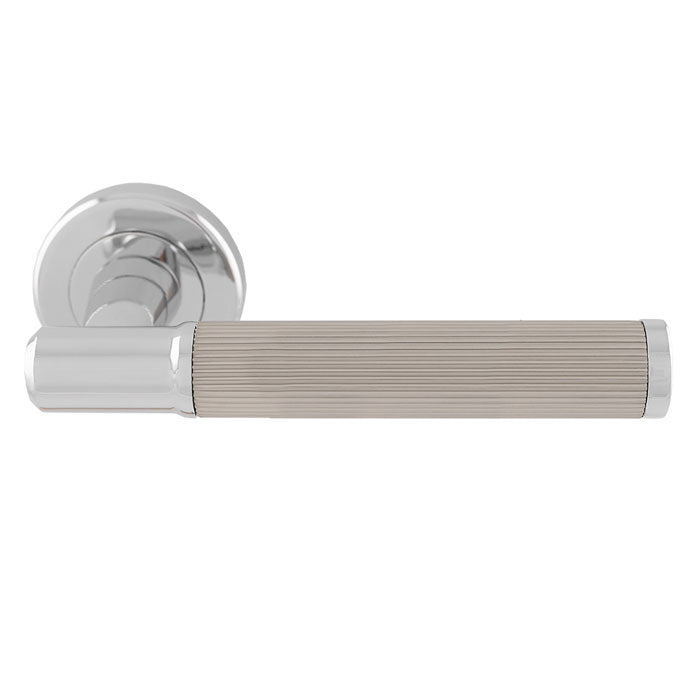 The Image Lines Antique Brass Lever in Polished Chrome / Satin Nickel