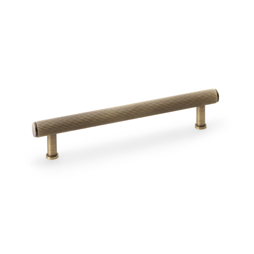 Crispin Reeded T-Bar Pull Handle — Antique Brass