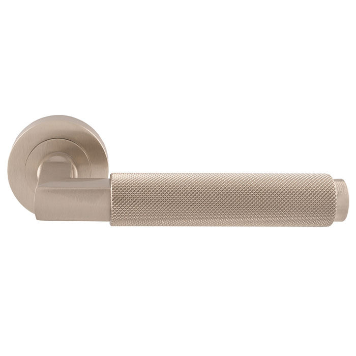 The Terazzo Antique Brass Lever in Satin Nickel