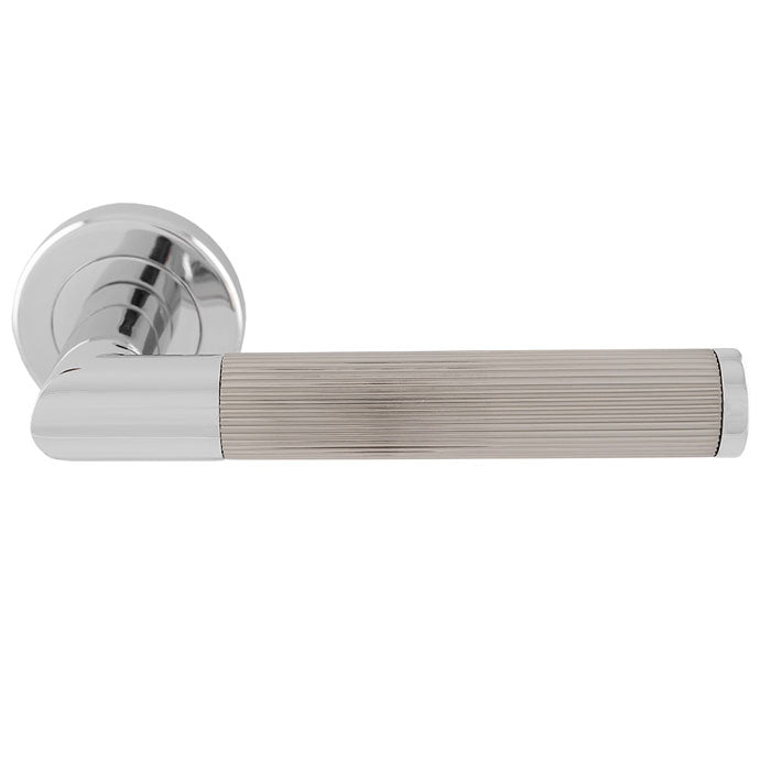 The Trend Lines Antique Brass Lever in Polished Chrome / Satin Nickel